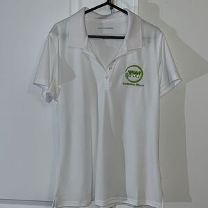 White womens ladies house paining paint brush golf polo shirt M polyester